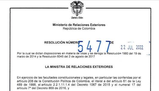 PRUEBA Resolución 5477 de 2022 Regulación de Visas en Colombia
